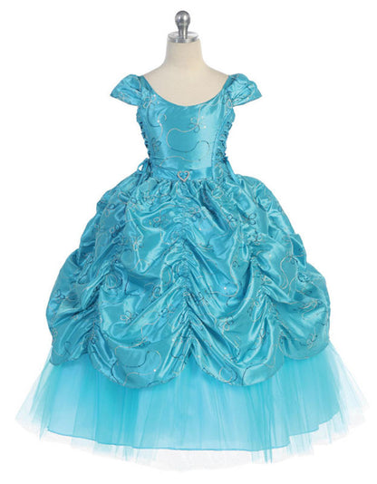 AERBA DRESS Wedding Flower Girl Dresses Cap sleeve Taffeta Embroidered Cinderella Dress Princess Dress