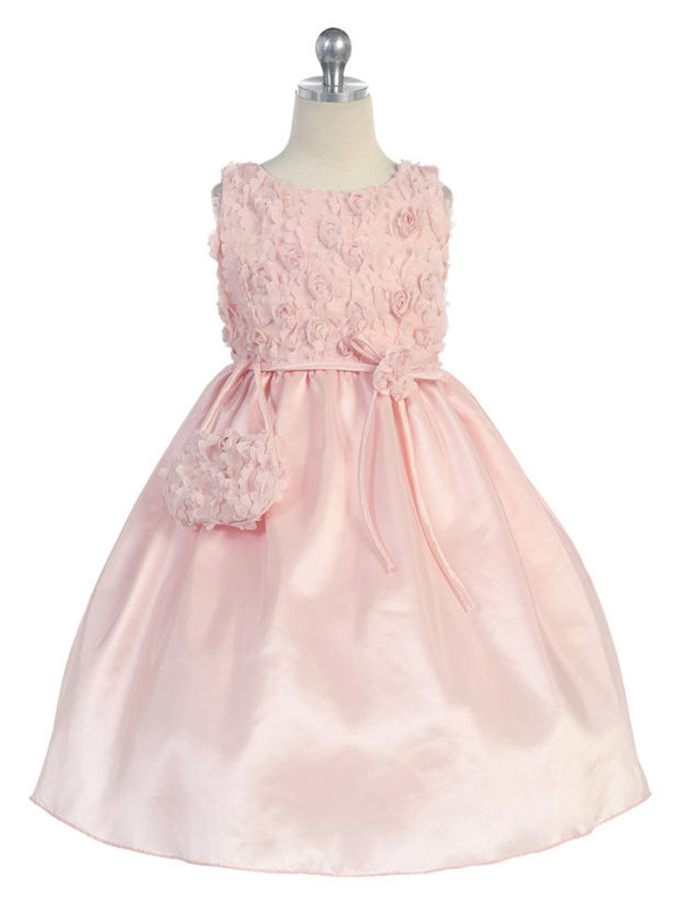 AERBA DRESS Wedding Flower Girl Dresses Sleeveless Tulle Rosebud Bodice Bow Taffeta Skirt Princess Dress