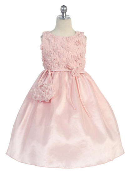 AERBA DRESS Wedding Flower Girl Dresses Sleeveless Tulle Rosebud Bodice Bow Taffeta Skirt Princess Dress