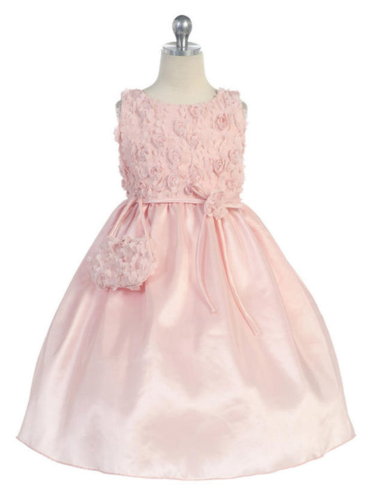AERBA DRESS Wedding Flower Girl Dresses Sleeveless Tulle Rosebud Bodice Bow Taffeta Skirt Princess Dress