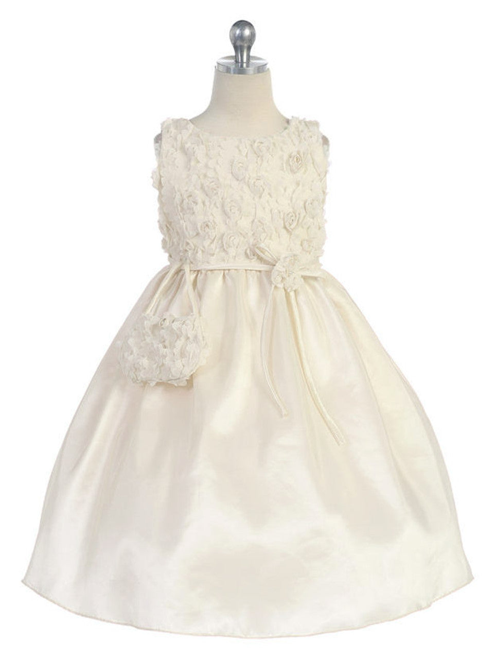 AERBA DRESS Wedding Flower Girl Dresses Sleeveless Tulle Rosebud Bodice Bow Taffeta Skirt Princess Dress