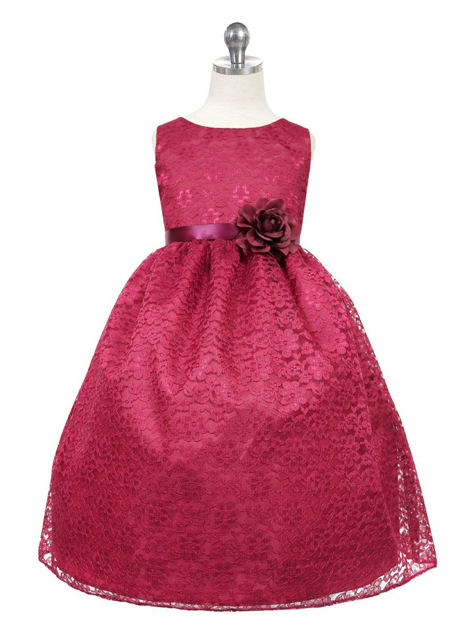 AERBA DRESS Wedding Flower Girl Dresses Round Neck Sleeveless Floral Lace Dress Princess Dress