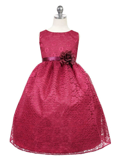 AERBA DRESS Wedding Flower Girl Dresses Round Neck Sleeveless Floral Lace Dress Princess Dress