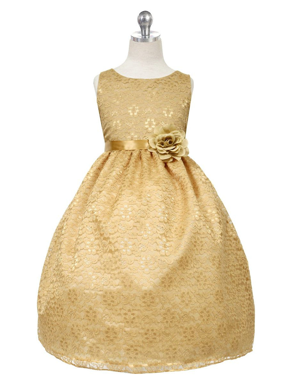 AERBA DRESS Wedding Flower Girl Dresses Round Neck Sleeveless Floral Lace Dress Princess Dress