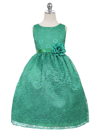AERBA DRESS Wedding Flower Girl Dresses Round Neck Sleeveless Floral Lace Dress Princess Dress