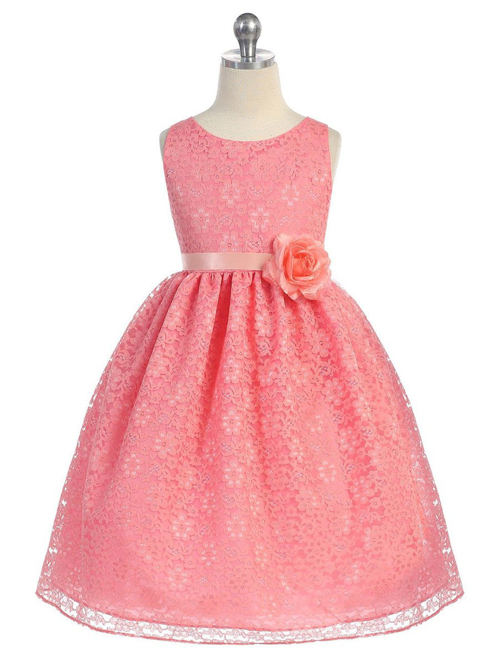 AERBA DRESS Wedding Flower Girl Dresses Round Neck Sleeveless Floral Lace Dress Princess Dress