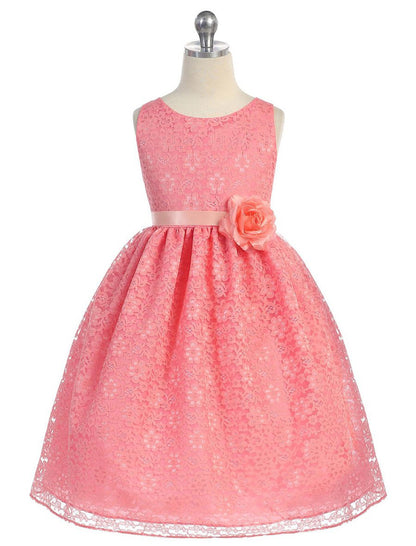 AERBA DRESS Wedding Flower Girl Dresses Round Neck Sleeveless Floral Lace Dress Princess Dress