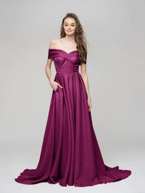 AerbaDress Off The Shoulder Sweetheart A Line Long Prom Dresses