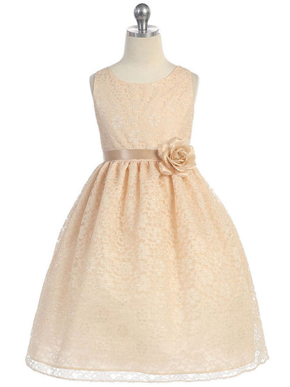 AERBA DRESS Wedding Flower Girl Dresses Round Neck Sleeveless Floral Lace Dress Princess Dress