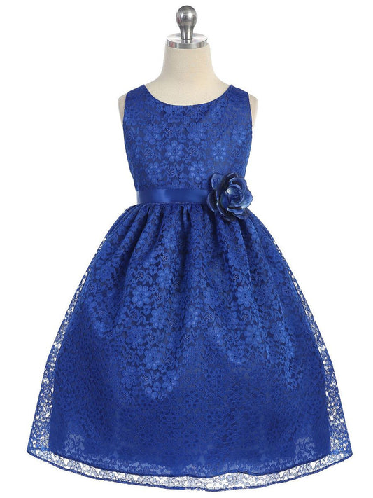 AERBA DRESS Wedding Flower Girl Dresses Round Neck Sleeveless Floral Lace Dress Princess Dress