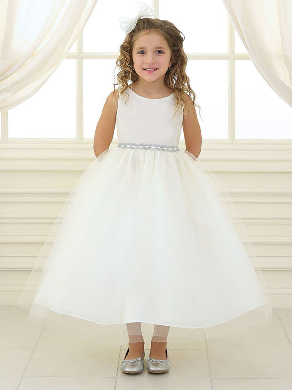 AERBA DRESS Wedding Flower Girl Dresses Sleeveless Rhinestone Waistband Tulle Dress Princess Dress