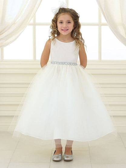 AERBA DRESS Wedding Flower Girl Dresses Sleeveless Rhinestone Waistband Tulle Dress Princess Dress