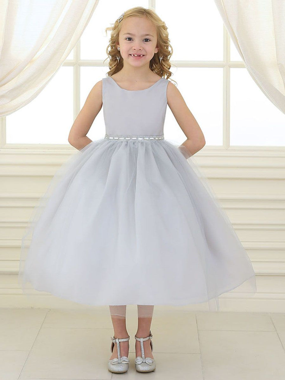 AERBA DRESS Wedding Flower Girl Dresses Sleeveless Rhinestone Waistband Tulle Dress Princess Dress