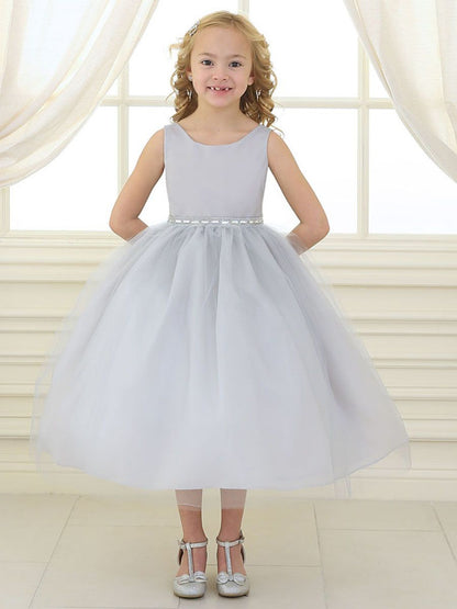 AERBA DRESS Wedding Flower Girl Dresses Sleeveless Rhinestone Waistband Tulle Dress Princess Dress