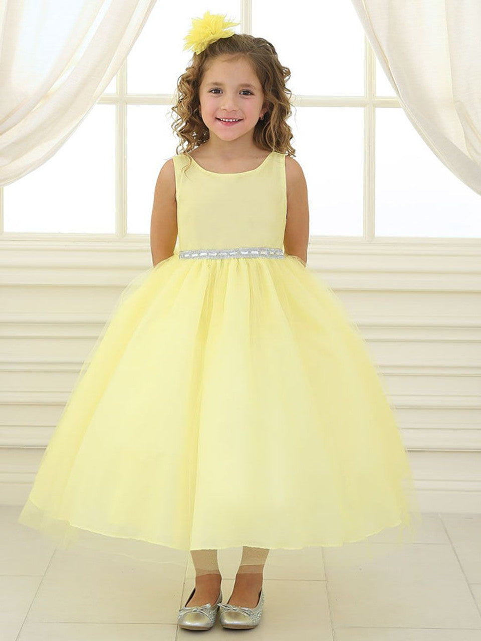 AERBA DRESS Wedding Flower Girl Dresses Sleeveless Rhinestone Waistband Tulle Dress Princess Dress