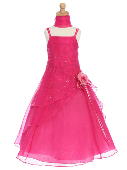 AERBA DRESS Wedding Flower Girl Dresses Organza A-Line Spaghetti Shoulder Straps Dress Shawl Princess Dress