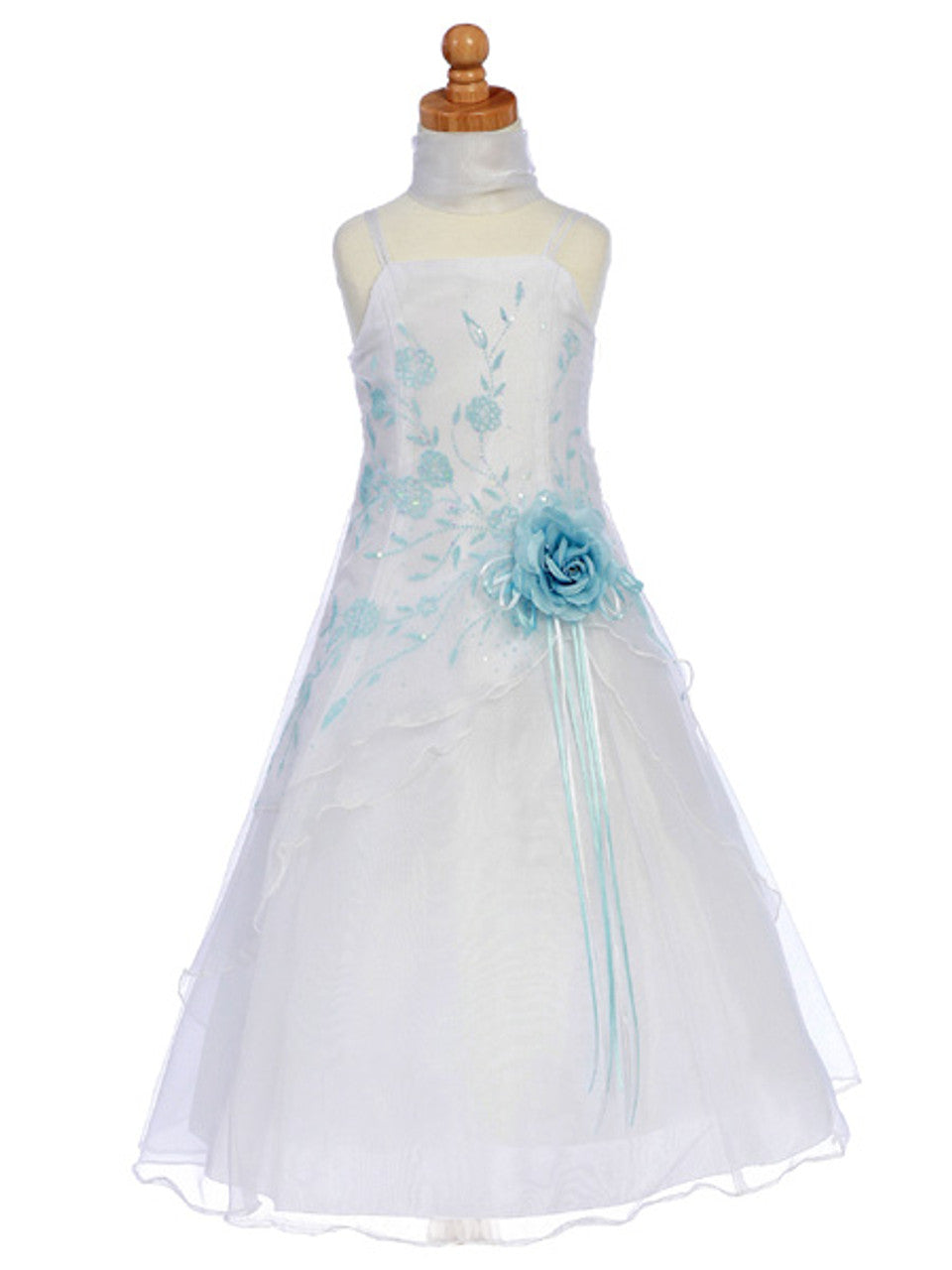 AERBA DRESS Wedding Flower Girl Dresses Organza A-Line Spaghetti Shoulder Straps Dress Shawl Princess Dress