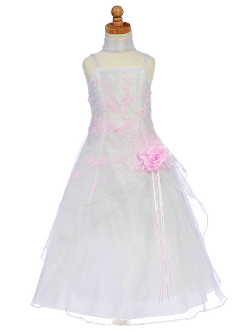 AERBA DRESS Wedding Flower Girl Dresses Organza A-Line Spaghetti Shoulder Straps Dress Shawl Princess Dress