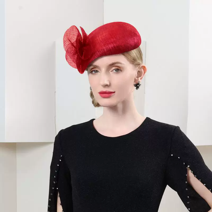 AerbaDress Hats Sinamay Bowler / Cloche Hat Saucer Hat Pillbox Hat Evening Party Cocktail Wedding British With Pure Color Lace Side Headpiece Headwear