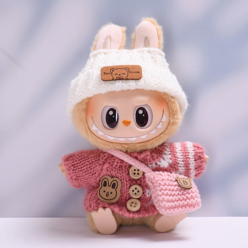 Handmade Labubu Outfit Sweater Hat Bag Three Piece Set (not including dolls)
