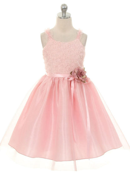 AERBA DRESS Wedding Flower Girl Dresses Spaghetti Strap Embroidered Mesh Rose Dress Tulle Skirt Princess Dress