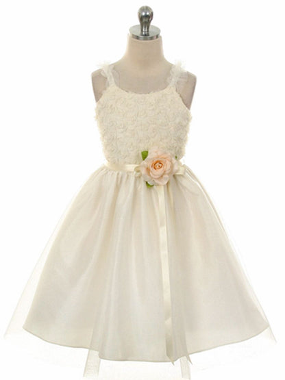 AERBA DRESS Wedding Flower Girl Dresses Spaghetti Strap Embroidered Mesh Rose Dress Tulle Skirt Princess Dress