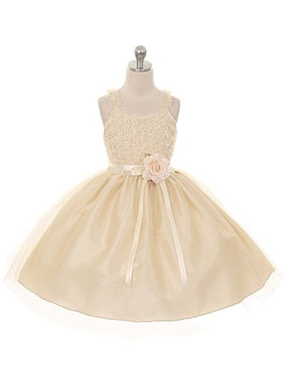 AERBA DRESS Wedding Flower Girl Dresses Spaghetti Strap Embroidered Mesh Rose Dress Tulle Skirt Princess Dress
