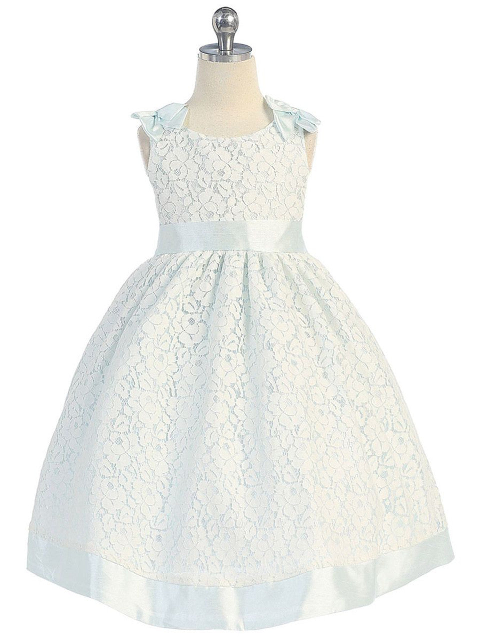 AERBA DRESS Wedding Flower Girl Dresses Sleeveless Bodice Irremovable Bows Lace Princess Dress