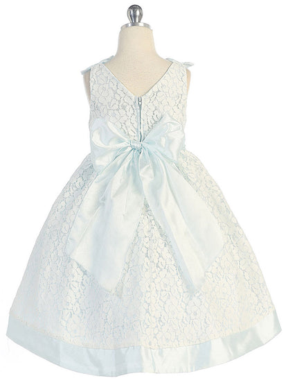 AERBA DRESS Wedding Flower Girl Dresses Sleeveless Bodice Irremovable Bows Lace Princess Dress