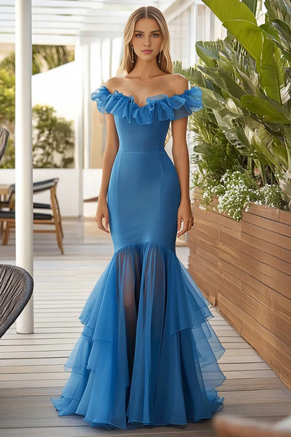 AERBA DRESS Formal Wear Dresses Elegant Mermaid Off The Shoulder Tiers Ruched Long Fashion Prom Dress