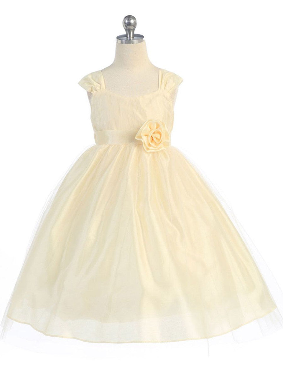 AERBA DRESS Wedding Flower Girl Dresses Sleeveless Bodice Wide Straps Empire Waist Tulle Dress Sleeve Sash Princess Dress