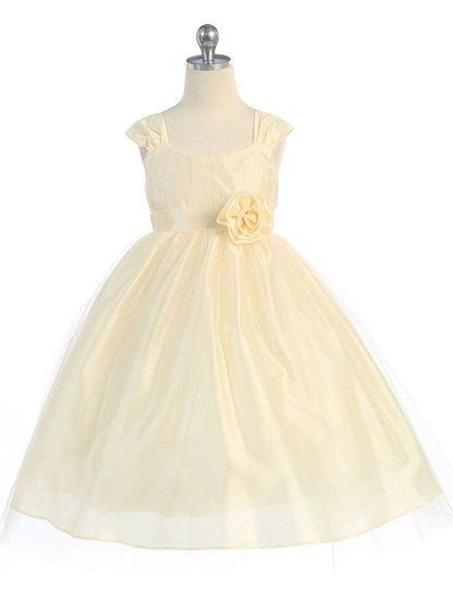 AERBA DRESS Wedding Flower Girl Dresses Sleeveless Bodice Wide Straps Empire Waist Tulle Dress Sleeve Sash Princess Dress