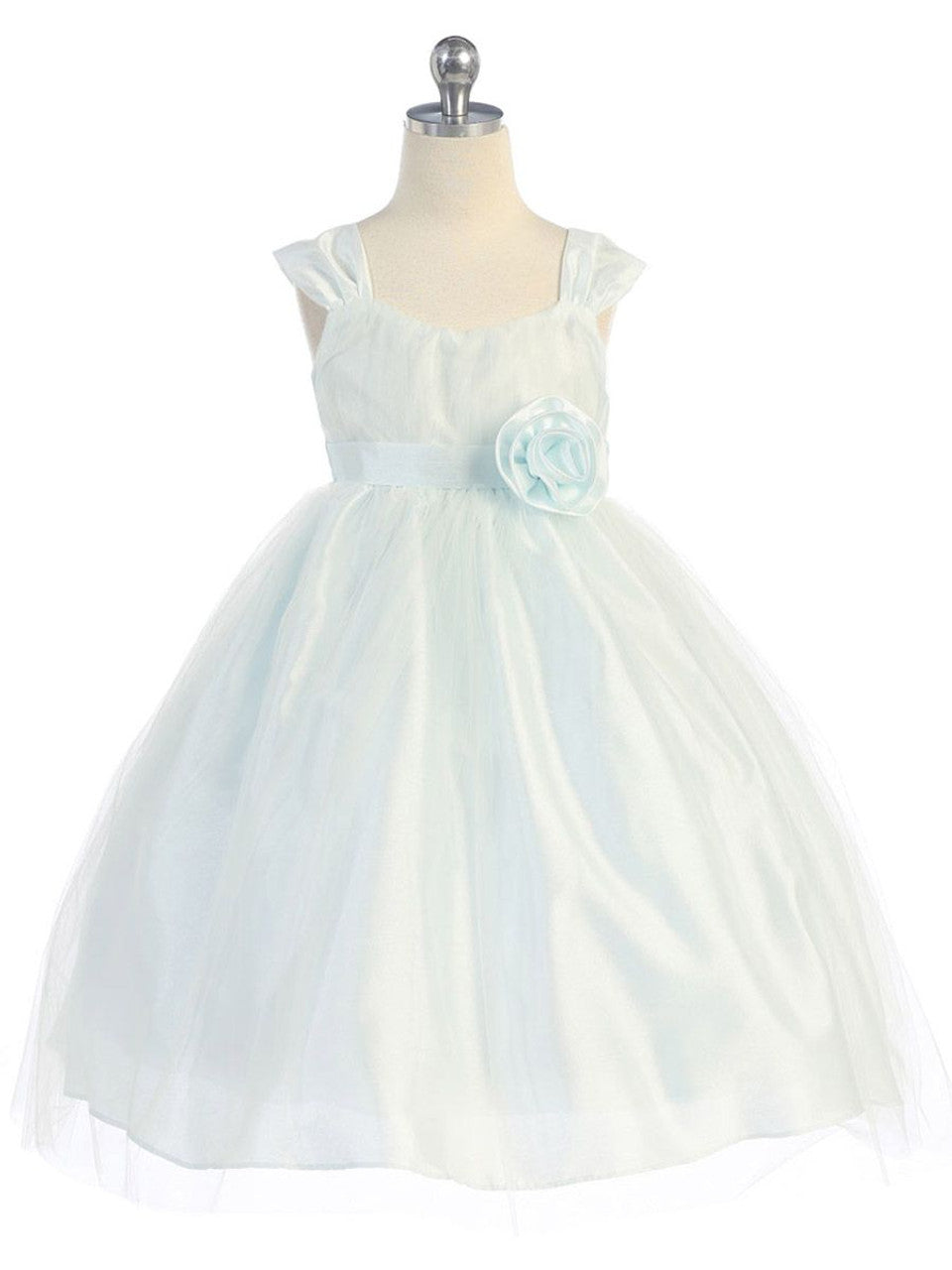 AERBA DRESS Wedding Flower Girl Dresses Sleeveless Bodice Wide Straps Empire Waist Tulle Dress Sleeve Sash Princess Dress