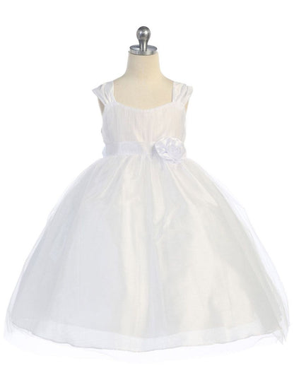 AERBA DRESS Wedding Flower Girl Dresses Sleeveless Bodice Wide Straps Empire Waist Tulle Dress Sleeve Sash Princess Dress