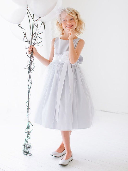 AERBA DRESS Wedding Flower Girl Dresses A Line Sleeveless Bodice Removable Flower Tulle Princess Dress