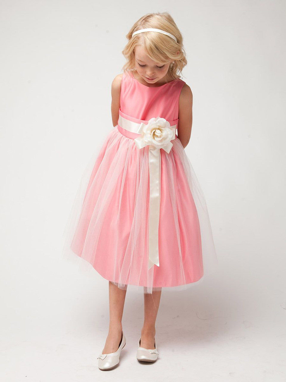 AERBA DRESS Wedding Flower Girl Dresses A Line Sleeveless Bodice Removable Flower Tulle Princess Dress