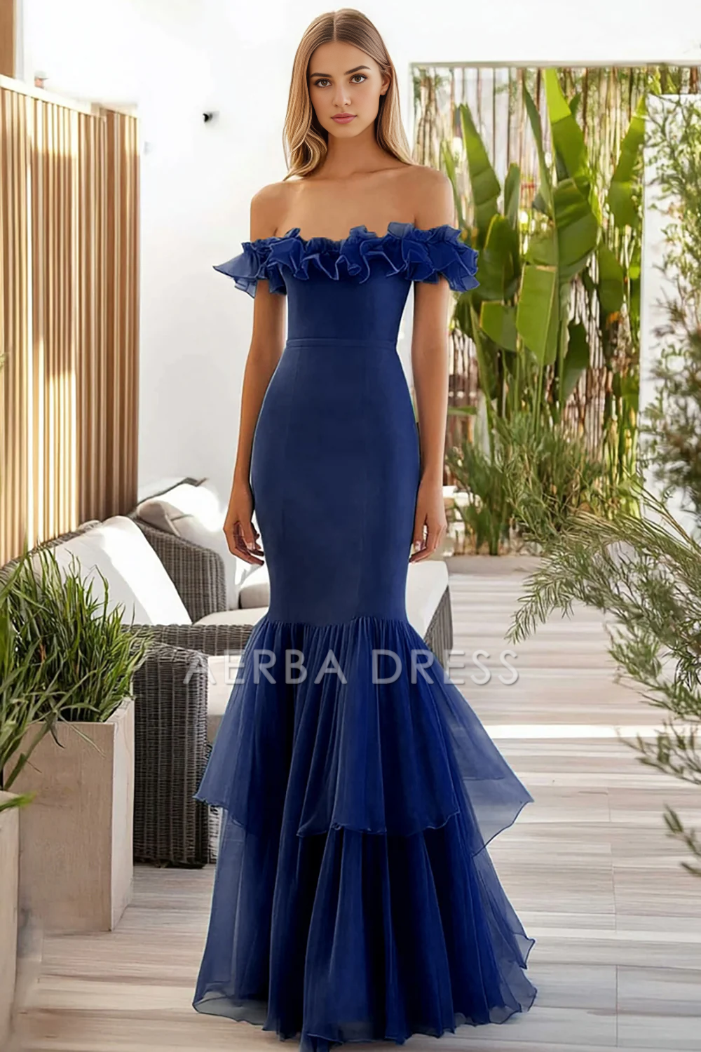 AERBA DRESS Formal Wear Dresses Fashion Mermaid Off The Shoulder Ruffles Exquisite Long Prom Dress