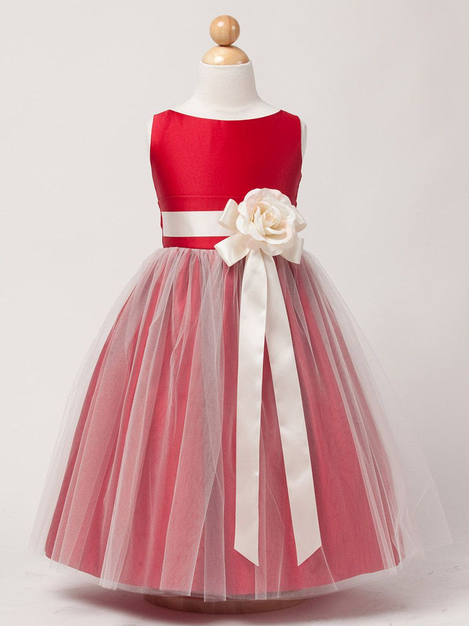 AERBA DRESS Wedding Flower Girl Dresses A Line Sleeveless Bodice Removable Flower Tulle Princess Dress