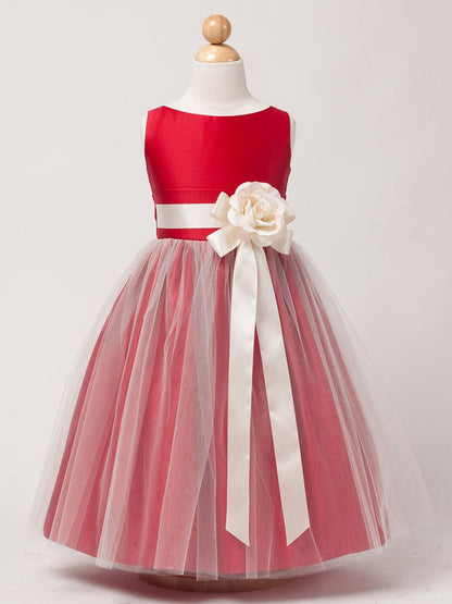 AERBA DRESS Wedding Flower Girl Dresses A Line Sleeveless Bodice Removable Flower Tulle Princess Dress