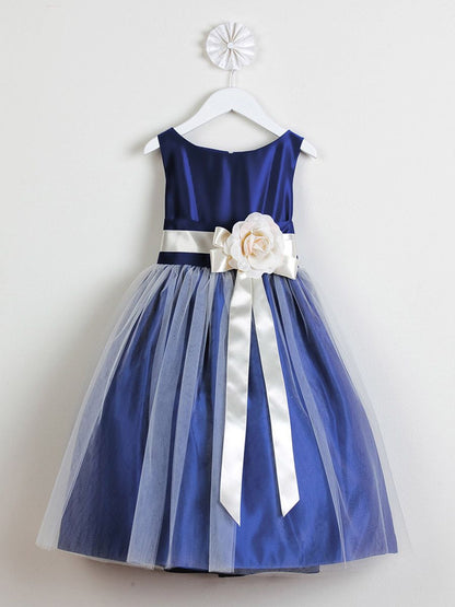 AERBA DRESS Wedding Flower Girl Dresses A Line Sleeveless Bodice Removable Flower Tulle Princess Dress