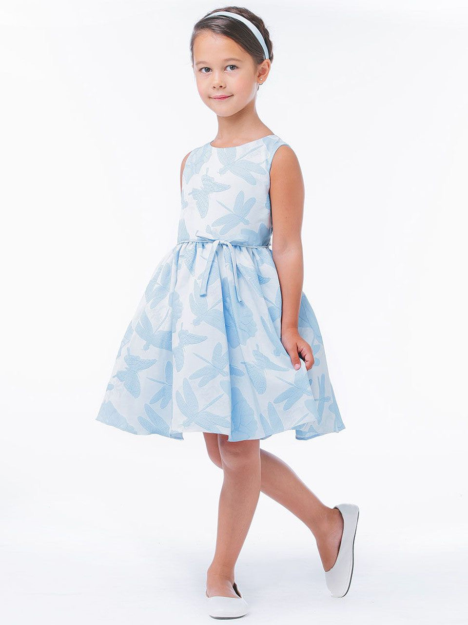 AERBA DRESS Wedding Flower Girl Dresses A Line Sleeveless Tone Jacquard Print Dress Bow Princess Dress