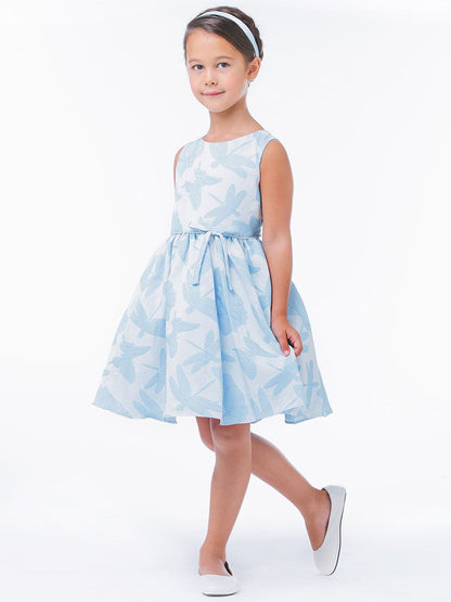 AERBA DRESS Wedding Flower Girl Dresses A Line Sleeveless Tone Jacquard Print Dress Bow Princess Dress