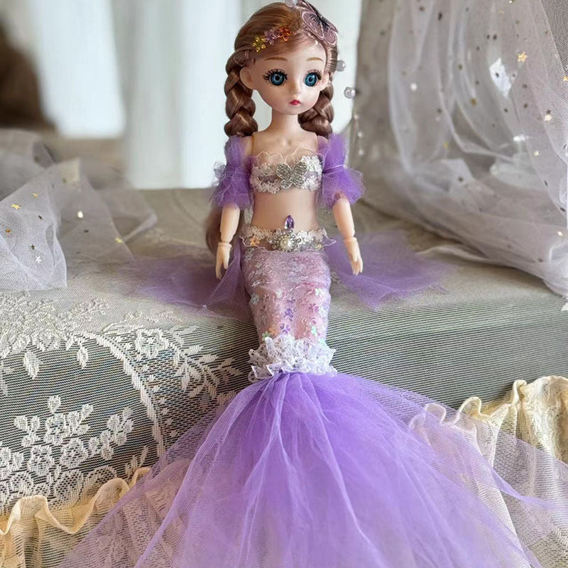Dress up music Ariel mermaid princess doll 12 inch girl and children's play toy gift box set