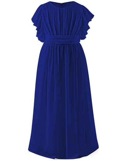 AERBA DRESS Wedding Flower Girl Dresses Pleated Chiffon Flutter Sleeves Junior Bridesmaid Dress