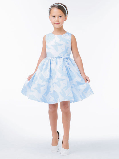AERBA DRESS Wedding Flower Girl Dresses A Line Sleeveless Tone Jacquard Print Dress Bow Princess Dress