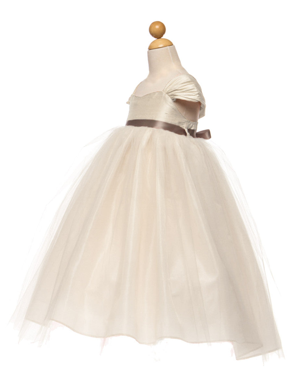AERBA DRESS Wedding Flower Girl Dresses Cap Sleeves High Empire Waist Bow Sash Tulle Princess Dress