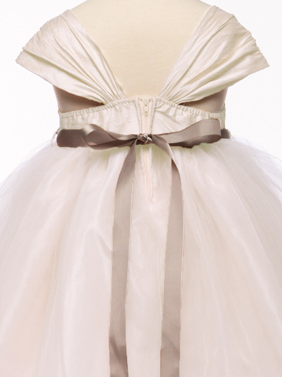 AERBA DRESS Wedding Flower Girl Dresses Cap Sleeves High Empire Waist Bow Sash Tulle Princess Dress