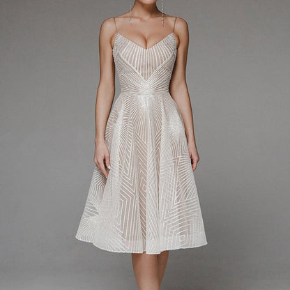 AerbaDress Fall Wedding Guest Dresses For Women Women's Elegant Midi Bodycon Dress Sleeveless Backless Ruffle Hem Formal Wedding Guest Dresses