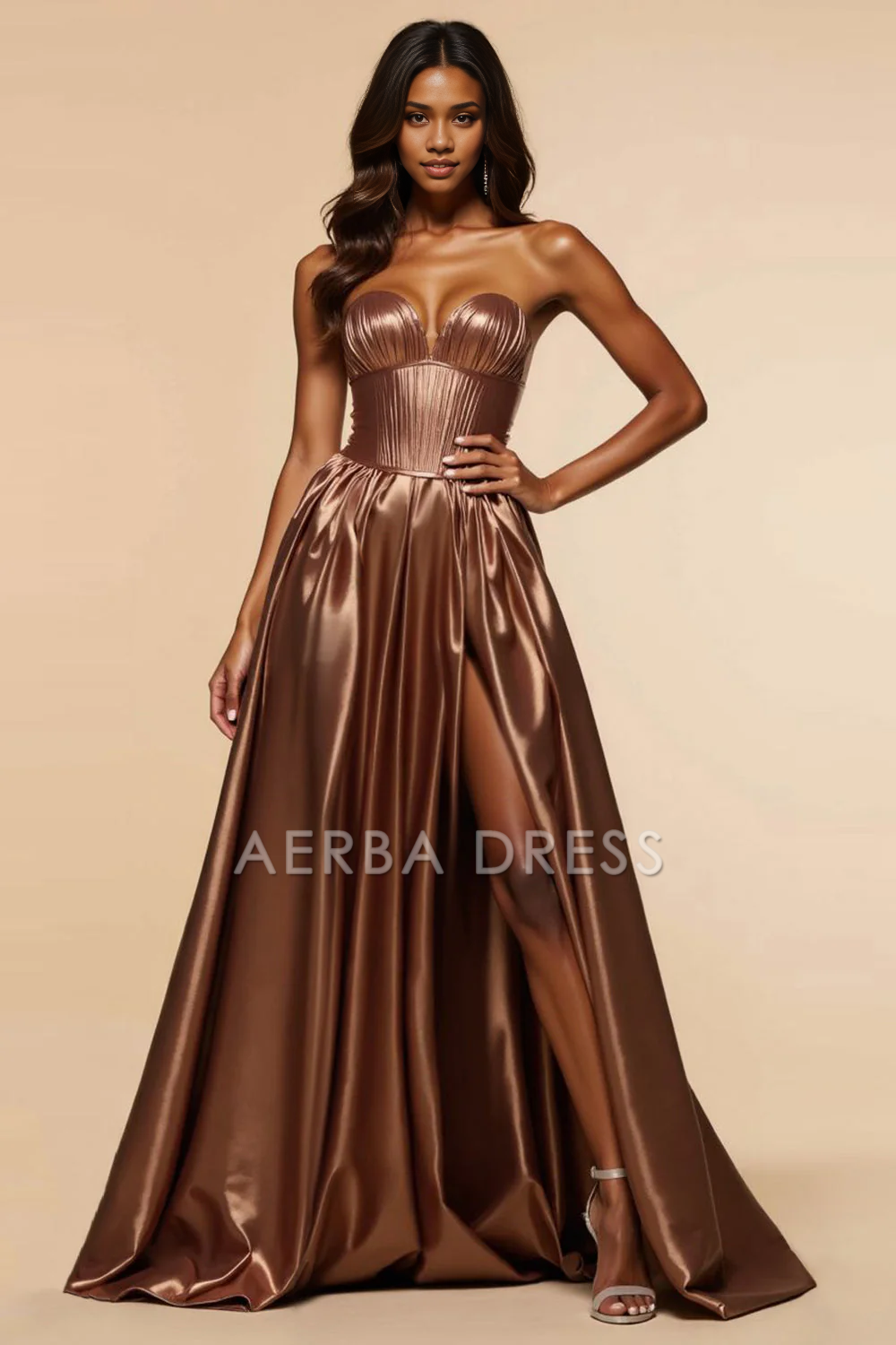 AERBA DRESS Formal Wear Dresses Charming Strapless Corset A Line Ruched Sweetheart With Silt Long Prom Dress