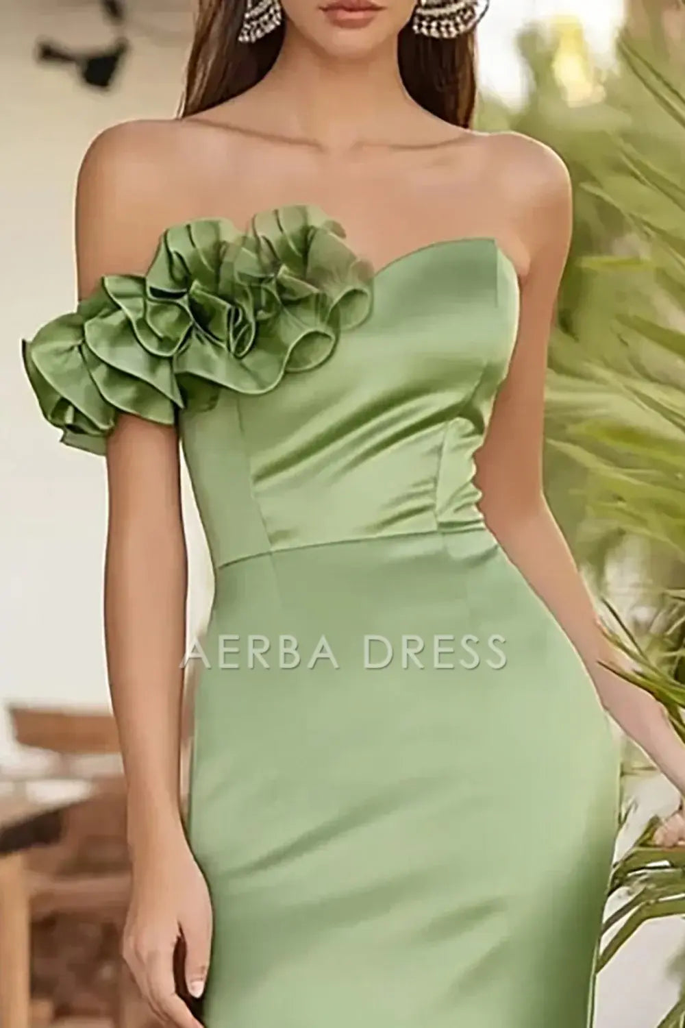 AERBA DRESS Formal Wear Dresses Mermaid One Shoulder Ruched Exquisite Satin Long Prom Dress
